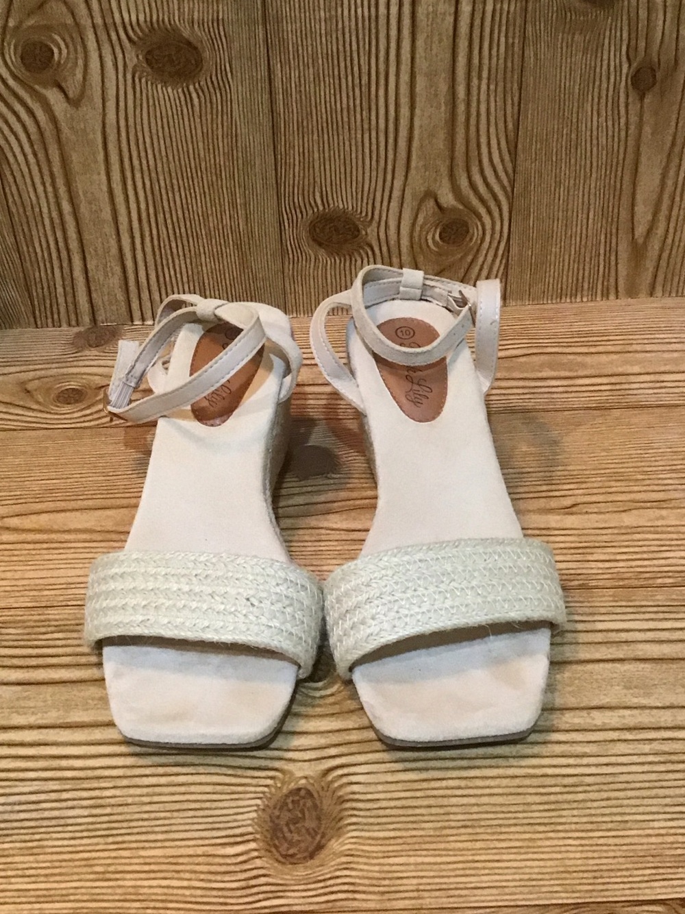 Pink Lily Women’s Cream Ankle-Strap Espadrille Sandals